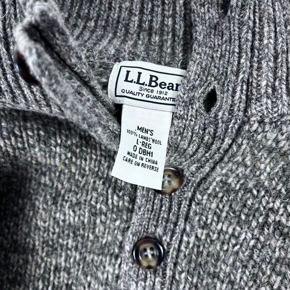 L.L. Bean Lambswool Henley Sweater – Men’s Large Tan Brown - Picture 4 of 5